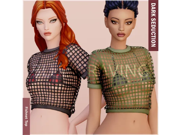 Mix Blue Craving Fishnet Top - The Sims 4 Custom Content
