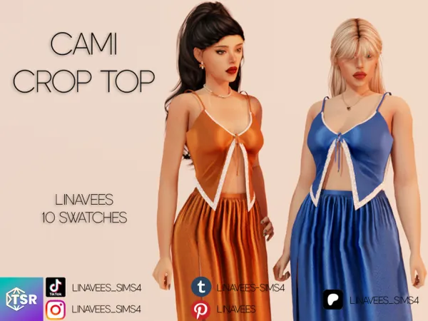 Alpha ELISA SILK SET (TOP) by linavees - The Sims 4 Custom Content