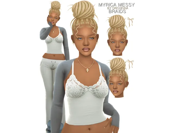 Maxis Match myrica messy braids by orchiona_ - The Sims 4 Custom Content