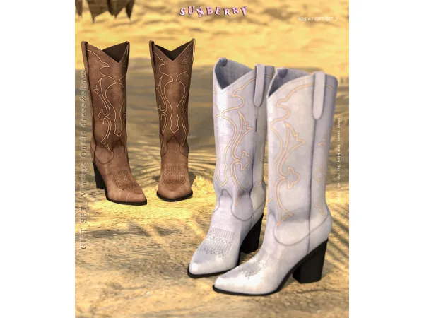 Alpha [SUNBERRY] 2547 GIFT SET Vintage Outfit shoes - The Sims 4 Custom Content