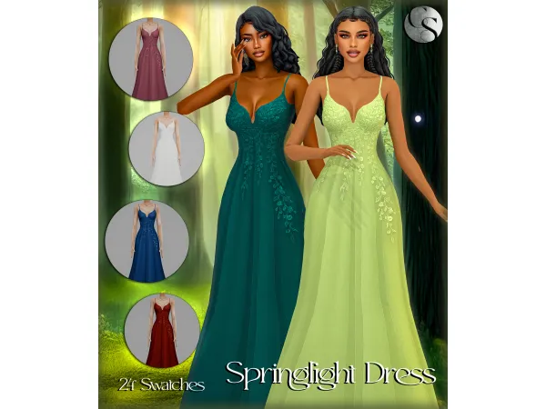 Alpha [CAMUFLAJE] Petals Thorns Collection Springlight Dress - The Sims 4 Custom Content