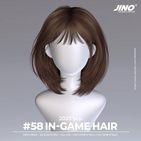 Alpha [JINO] HAIR N58 by simsfinds - The Sims 4 Custom Content