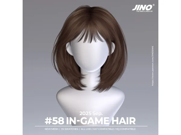 Alpha [JINO] HAIR N58 - The Sims 4 Custom Content
