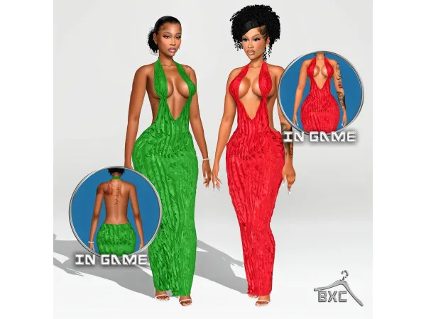 Alpha IVY TEXTURED DRESS by Baddiexsimmer - The Sims 4 Custom Content