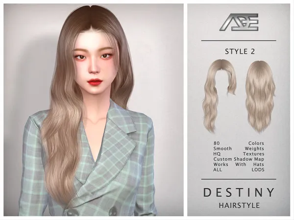 Alpha Destiny Style 2 (Hairstyle) - The Sims 4 Custom Content