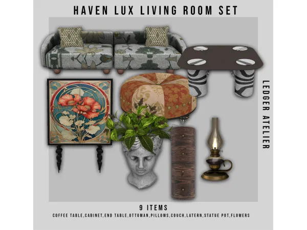 Alpha Haven Lux Living Room Set (All Tiers) - The Sims 4 Custom Content