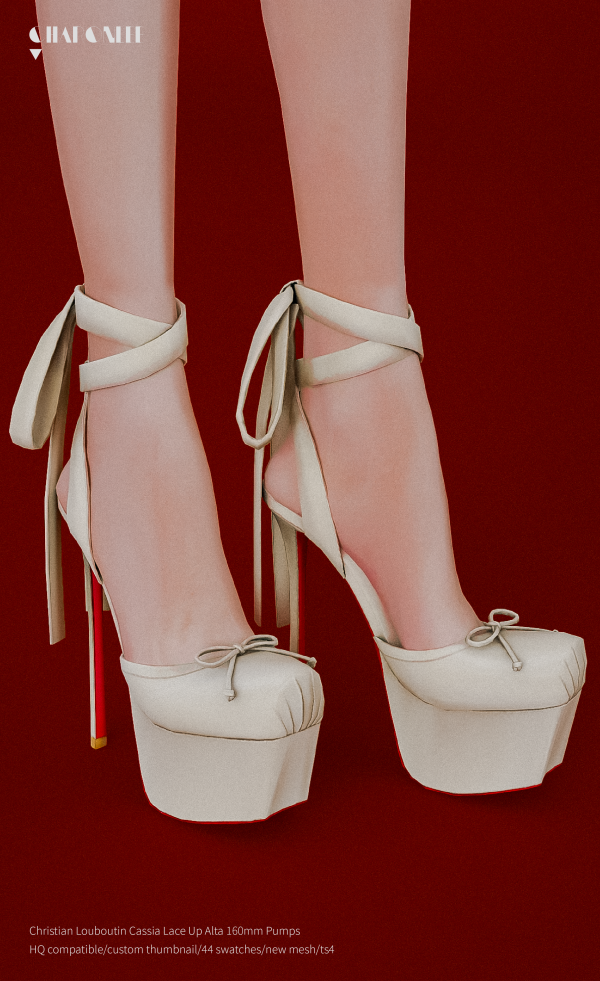 Alpha Christian Louboutin Cassia Lace Up Alta 160mm Pumps by simsfinds - The Sims 4 Custom Content