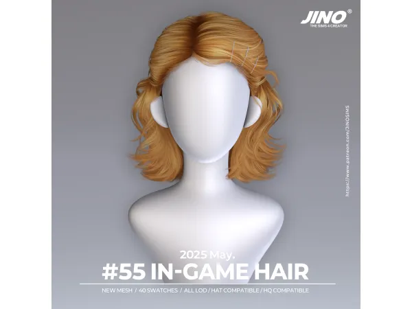 Alpha [JINO] HAIR N55 - The Sims 4 Custom Content