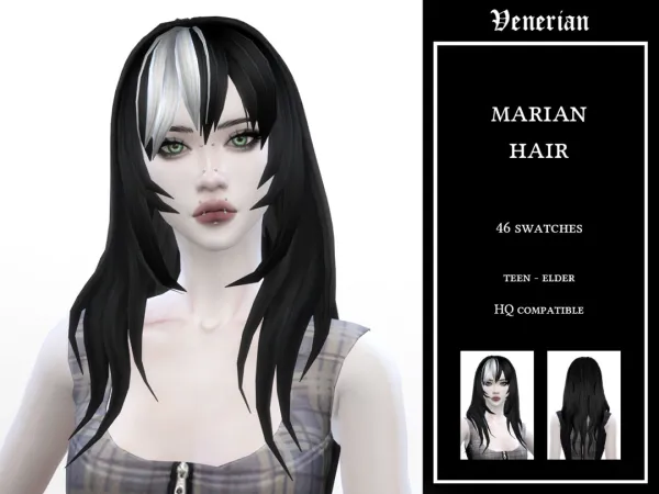 Maxis Match Marian Hair (Maxis Match) by Venerian - The Sims 4 Custom Content