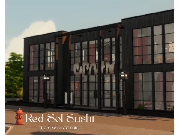 Mix Red Sol Sushi Restaurant by nataliemonique - The Sims 4 Custom Content