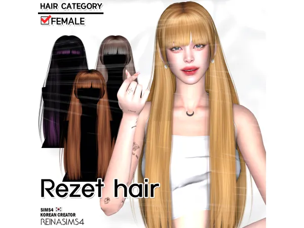 Alpha Rezet hair by Reina Sims4 - The Sims 4 Custom Content