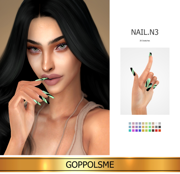 Alpha Fingernail N3 GOLD by simsfinds - The Sims 4 Custom Content