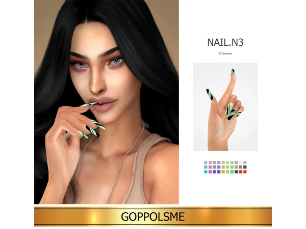 Alpha Fingernail N3 GOLD by GPME - The Sims 4 Custom Content