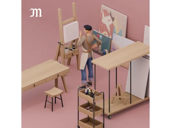 Maxis Match THE ART ROOM by myshunosun - The Sims 4 Custom Content