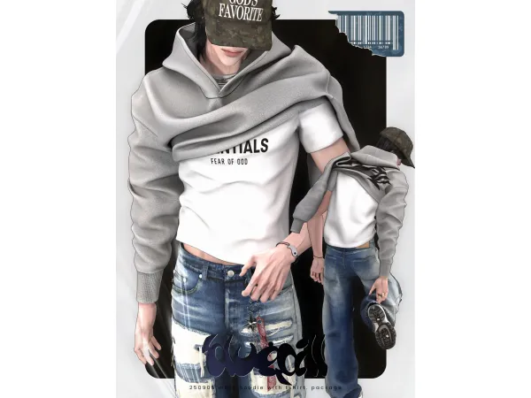 Alpha (Bluepill) 250905 male hoodie with tshirt - The Sims 4 Custom Content