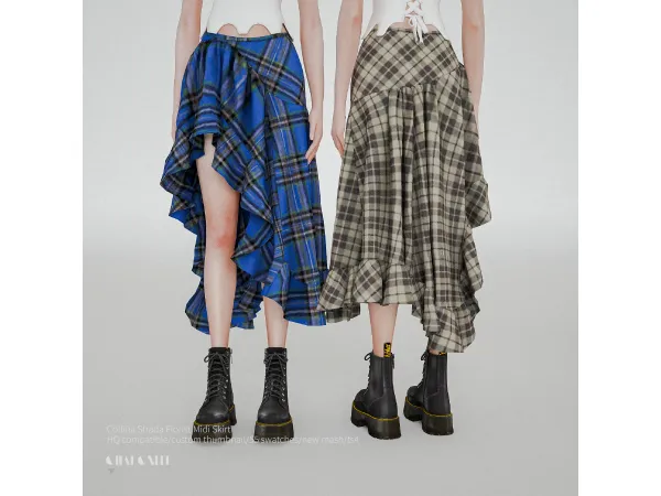 Alpha Collina Strada Florist Midi Skirt by charonlee - The Sims 4 Custom Content