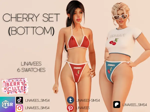 Alpha CHERRY SET (BOTTOM) by thesimsresource - The Sims 4 Custom Content