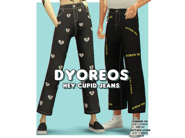 Maxis Match [DYOREOS] HEY CUPID JEANS - The Sims 4 Custom Content