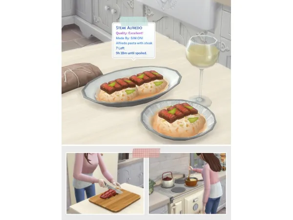 Maxis Match August 2021 Recipe_Steak Alfredo by ONI - The Sims 4 Custom Content