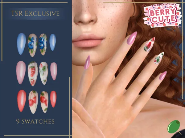Mix Berry Bushel Nails - The Sims 4 Custom Content