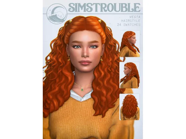 Maxis Match Vesta Hairstyle (3 Versions) by simstrouble - The Sims 4 Custom Content
