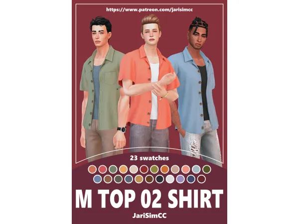 Maxis Match JariSimCC Male Top 02 Shirt - The Sims 4 Custom Content