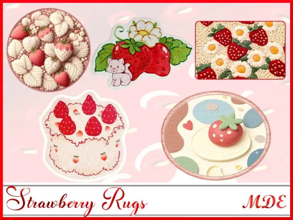 Alpha Strawberry Rugs by _MDE_ - The Sims 4 Custom Content