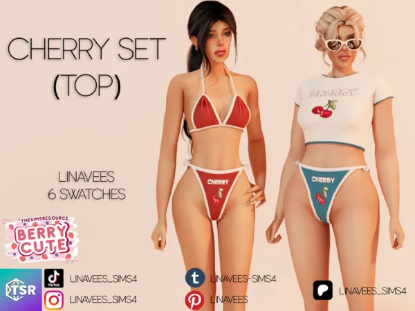 Alpha CHERRY SET (TOP) by linavees - The Sims 4 Custom Content