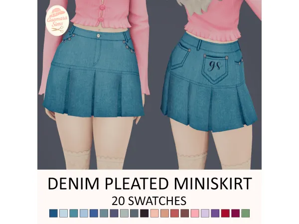 Maxis Match Denim Pleated Miniskirt by Guemara - The Sims 4 Custom Content