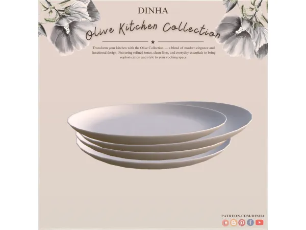 Alpha Olive Kitchen Plates - The Sims 4 Custom Content