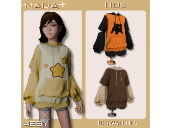 Maxis Match 7NANA (Abby) Oversized Hoodie With Shorts - The Sims 4 Custom Content