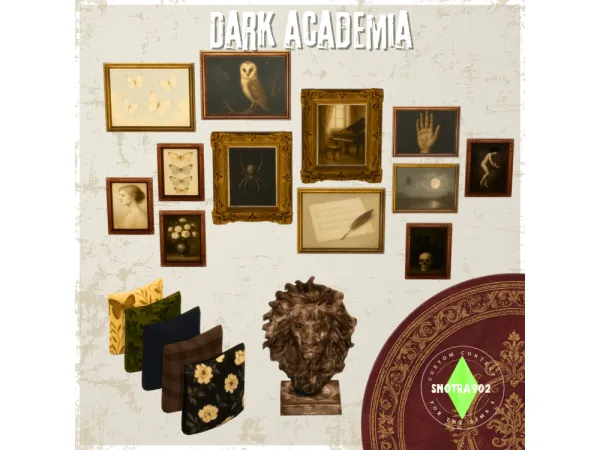 Alpha Dark Academia Decorations by Snotra902 - The Sims 4 Custom Content