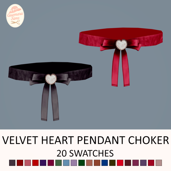 Maxis Match Velvet Heart Pendant Choker by simsfinds - The Sims 4 Custom Content