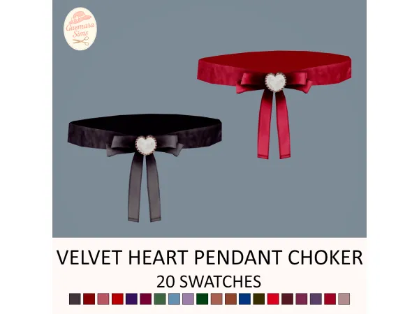 Maxis Match Velvet Heart Pendant Choker by Guemara - The Sims 4 Custom Content
