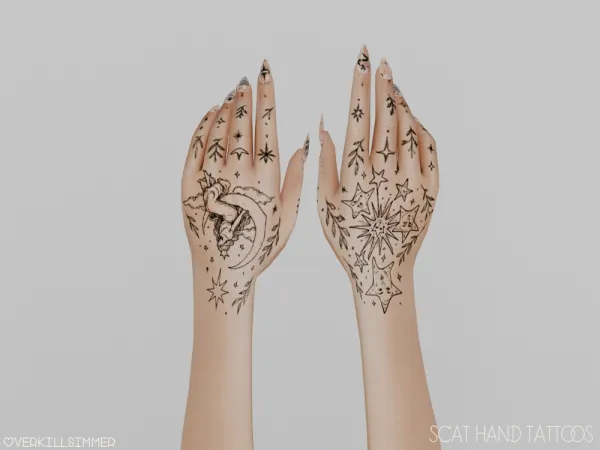 Mix SCat hand tattoos - The Sims 4 Custom Content