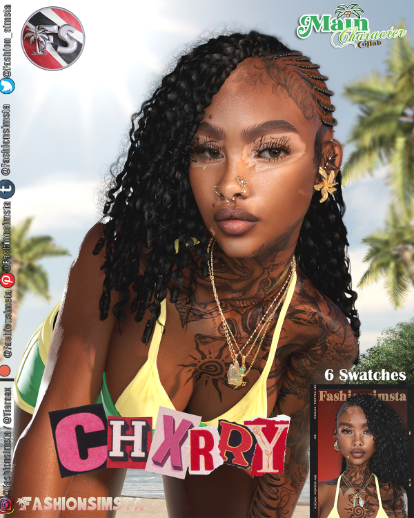 Alpha CHXRRY side part (Curly Version) by simsfinds - The Sims 4 Custom Content