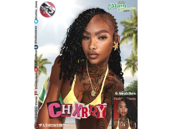 Alpha CHXRRY side part (Curly Version) by FashionSimsta - The Sims 4 Custom Content