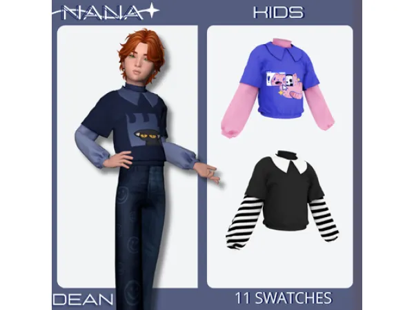 Mix 7NANA (Dean) Blouse With Sweater Underneath - The Sims 4 Custom Content