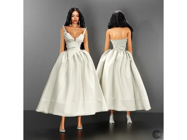 Alpha Strapless Draped Tulle Gown cool_content_star - The Sims 4 Custom Content