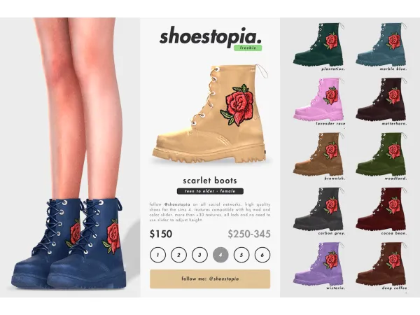 Alpha Scarlet Boots (infant, toddler, child, adult all ages) by shoestopia - The Sims 4 custom content