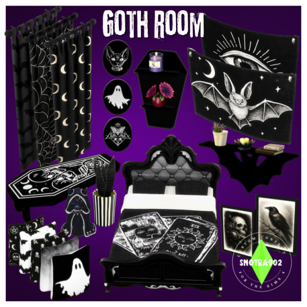 Maxis Match Goth Room by simsfinds - The Sims 4 Custom Content