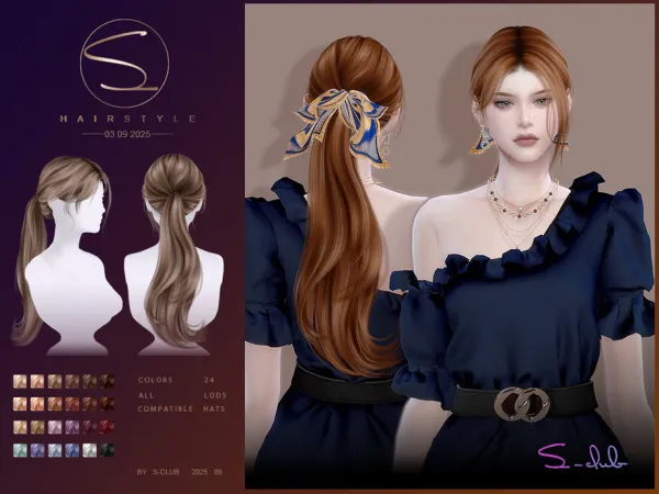 Alpha S Club_030925_Ponytail hairstyle Club by S - The Sims 4 Custom Content