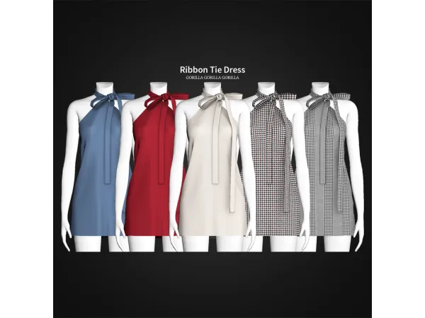 Alpha Ribbon Tie Dress by [Gorilla Gorilla Gorilla] - The Sims 4 Custom Content