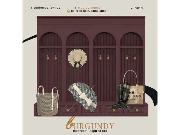 Alpha burgundy mudroom - The Sims 4 Custom Content