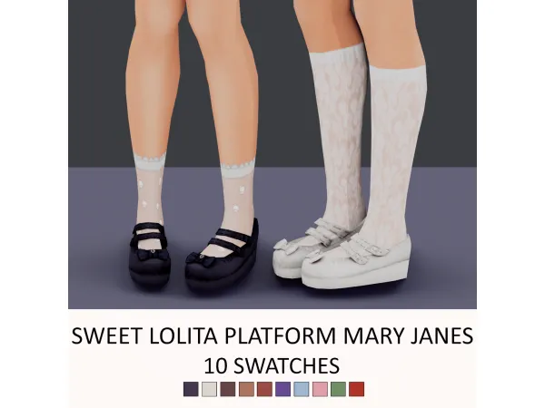 Maxis Match Sweet Lolita Platform Mary Janes by Guemara - The Sims 4 Custom Content