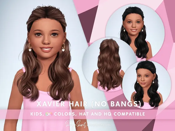 Alpha Xavier Hair No Bangs Kids - The Sims 4 Custom Content