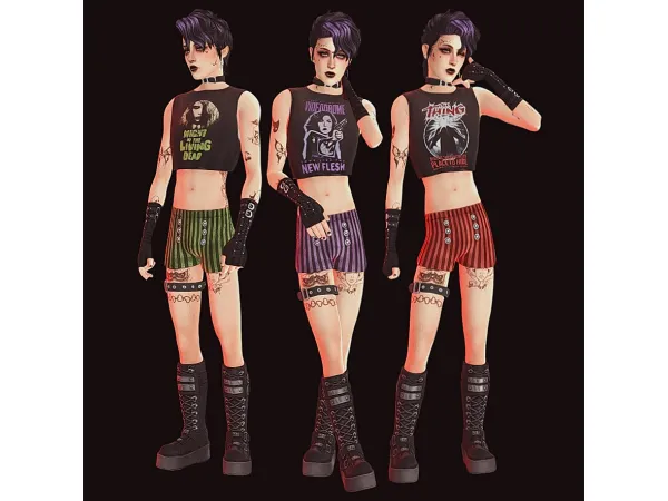 Maxis Match Spellbound Crop Top Shorts by puppycheesecake - The Sims 4 Custom Content