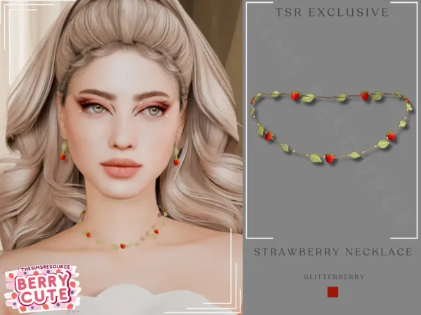 Mix Berry Cute Strawberry Necklace - The Sims 4 Custom Content