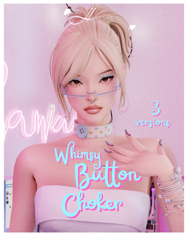 Maxis Match heartquake whimsy button choker by simsfinds - The Sims 4 Custom Content