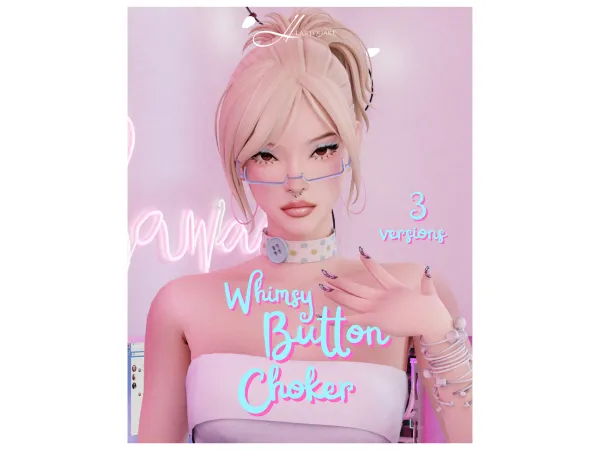 Maxis Match heartquake u2661 whimsy button choker - The Sims 4 Custom Content